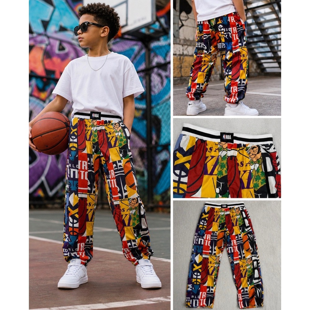 NBA Ultra Game Youth Boys All Over Print Team Logo Track Pants Multicolor 18-20